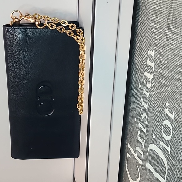 DIOR VINTAGE 90'S FOLIO CD MARK LONG WALLET NAVY LEATHER/RED INTERIOR/GOLD HRDWR - Picture 12 of 17